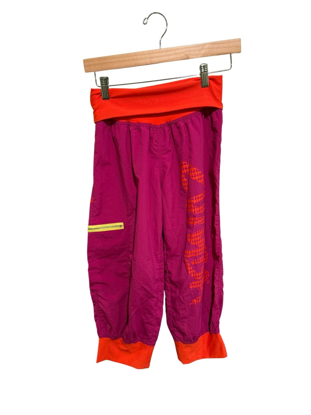 VINTAGE Zumba Fitness Magenta Joggers with Orange Waistband - Size Medium